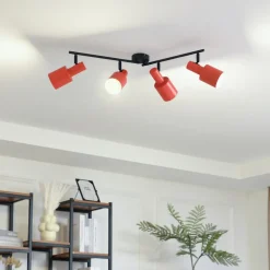 Lindby downlight Ovelia, oransje/svart, 4 lyskilder, E27