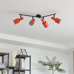 Lindby downlight Ovelia, oransje/svart, 4 lyskilder, E27