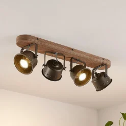 Lindby downlight Rubinjo, 62 cm, 4 lyskilder, tre, GU10