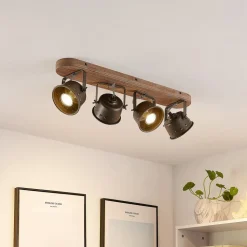 Lindby downlight Rubinjo, 62 cm, 4 lyskilder, tre, GU10