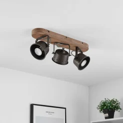 Lindby downlight Rubinjo, 45 cm, 3 lyskilder, tre, GU10