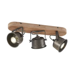 Lindby downlight Rubinjo, 45 cm, 3 lyskilder, tre, GU10