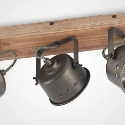 Lindby downlight Rubinjo, 45 cm, 3 lyskilder, tre, GU10