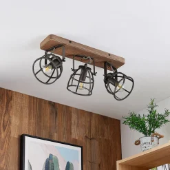 Lindby downlight Rutger, 52 cm, 3 lyskilder, tre, bur, E14