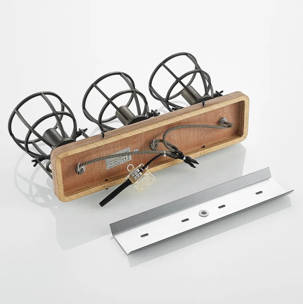 Lindby downlight Rutger, 52 cm, 3 lyskilder, tre, bur, E14