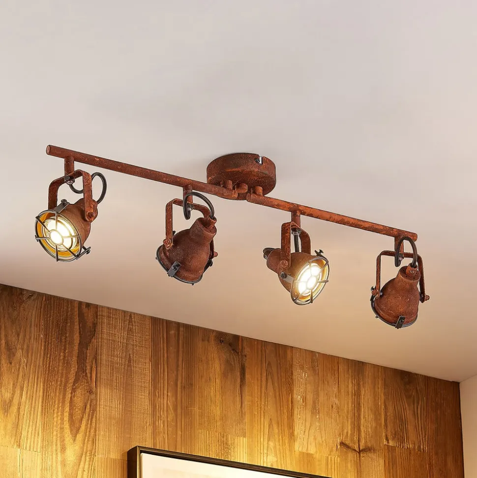 Lindby downlight Scabra, 63 cm, rustbrun, 4 lyskilder, metall