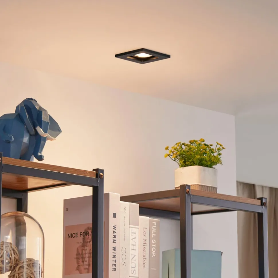 Lindby downlight Thorid, svart, 10 x 10 cm, sett med 10 stk, GU10