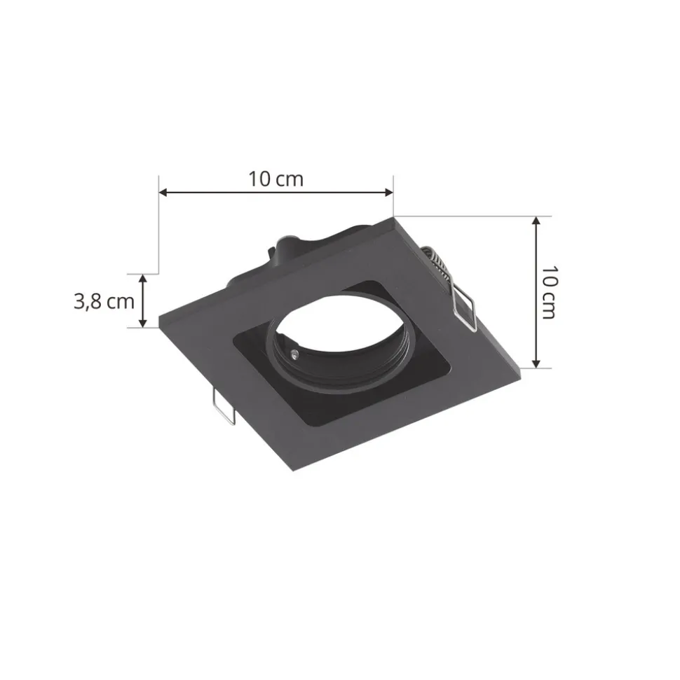 Lindby downlight Thorid, svart, 10 x 10 cm, sett med 10 stk, GU10