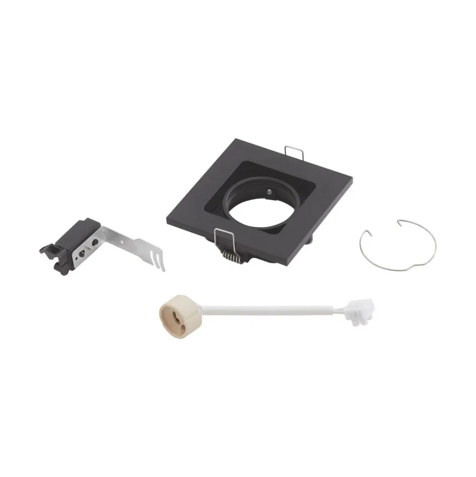 Lindby downlight Thorid, svart, 10 x 10 cm, sett med 10 stk, GU10