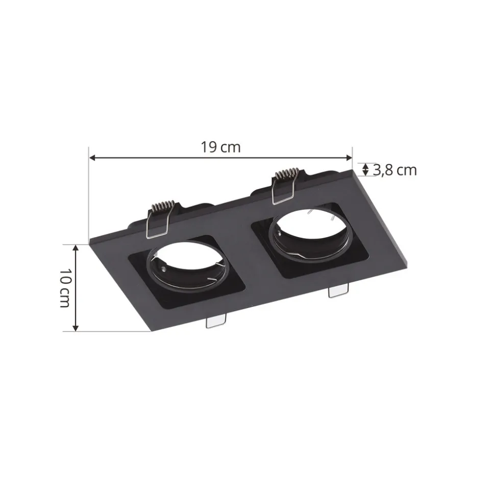 Lindby downlight Thorid, svart, 19 x 10 cm, 2 lyskilder, GU10