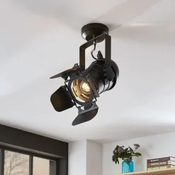 Lindby downlight Tilen, 1 lyskilde, svart, metall, 38 cm