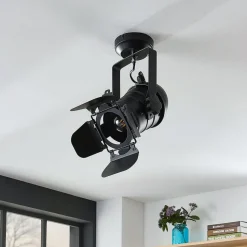 Lindby downlight Tilen, 1 lyskilde, svart, metall, 38 cm