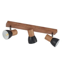 Lindby downlight Tonja, 3 lyskilder, 55 cm, tre, stål