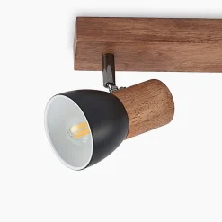 Lindby downlight Tonja, 3 lyskilder, 55 cm, tre, stål