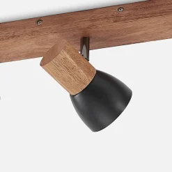 Lindby downlight Tonja, 3 lyskilder, 55 cm, tre, stål