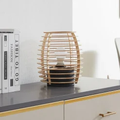 Lindby Ediz bordlampe, svart, tre, 25 cm høy, E27