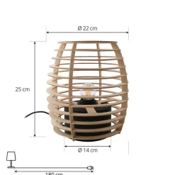 Lindby Ediz bordlampe, svart, tre, 25 cm høy, E27