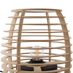 Lindby Ediz bordlampe, svart, tre, 25 cm høy, E27