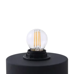 Lindby Ediz bordlampe, svart, tre, 25 cm høy, E27