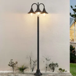 Lindby Edric lyktestolpe, høyde 215 cm, antrasitt, aluminium