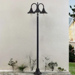 Lindby Edric lyktestolpe, høyde 215 cm, antrasitt, aluminium