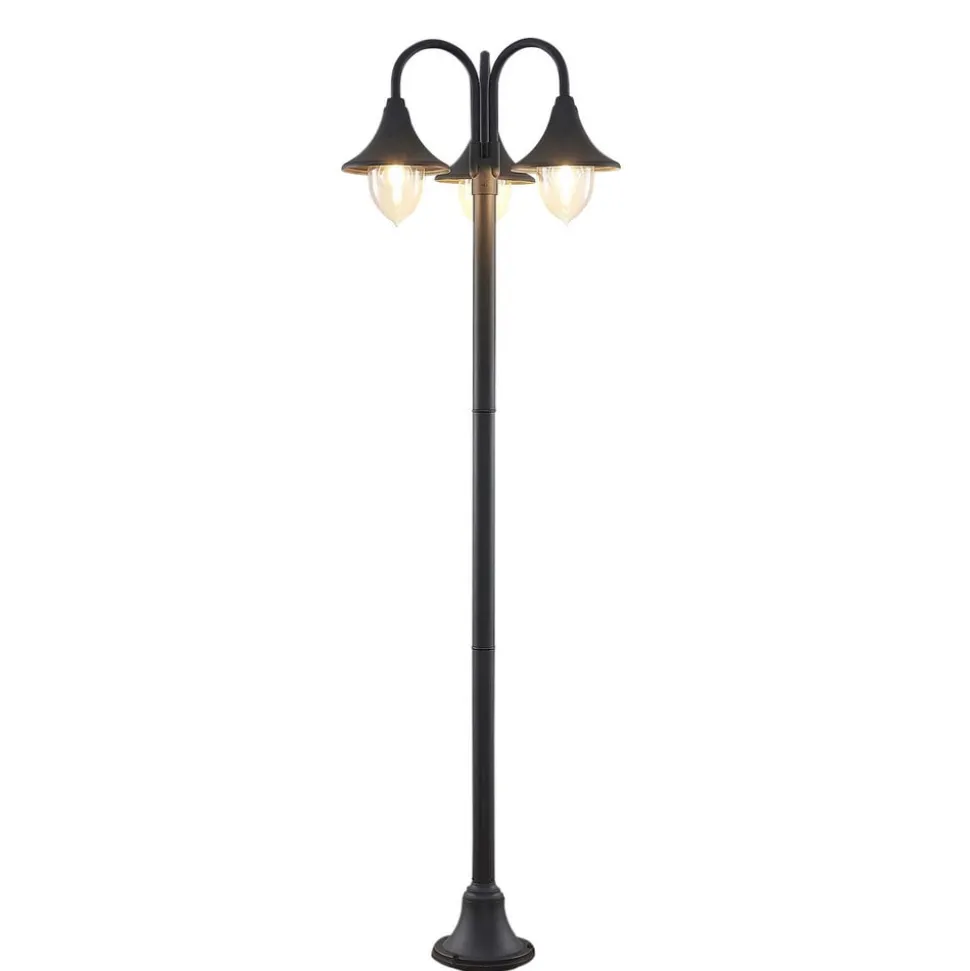 Lindby Edric lyktestolpe, høyde 215 cm, antrasitt, aluminium