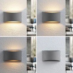 Lindby Edvin vegglampe av betong, halvrund