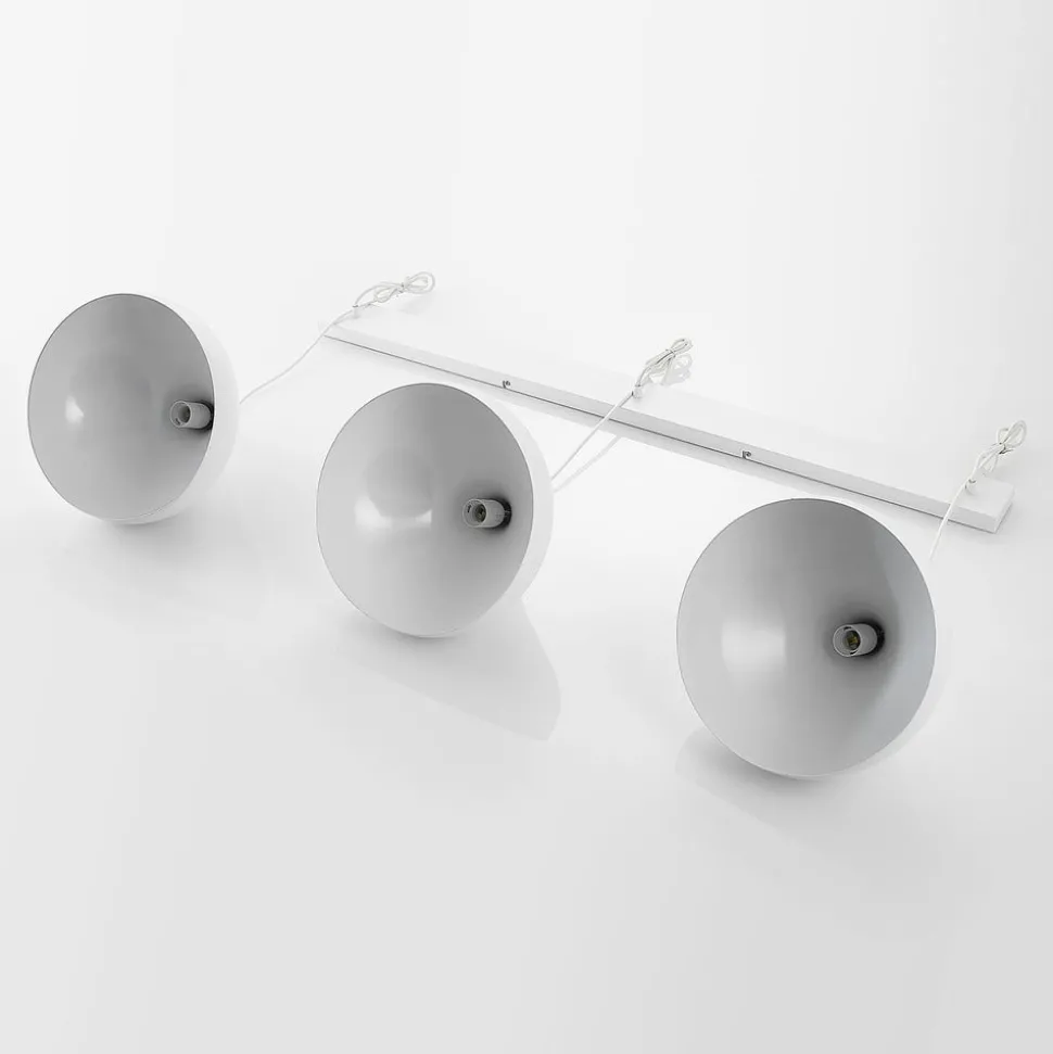 Lindby Elamira pendellampe, hvit, metall, 133 cm, 3 lyskilder.