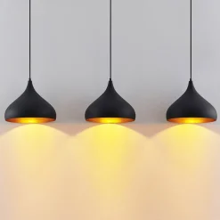 Lindby Elamira pendellampe, svart, metall, 133 cm, 3 lyskilder.