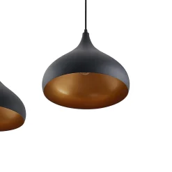 Lindby Elamira pendellampe, svart, metall, 133 cm, 3 lyskilder.