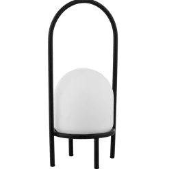 Lindby Eleia LED terrasselampe, svart, metall, oppladbart batteri