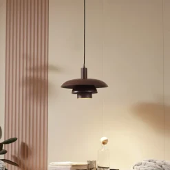 Lindby Elorri hengelampe, brun, metall, Ø 38 cm