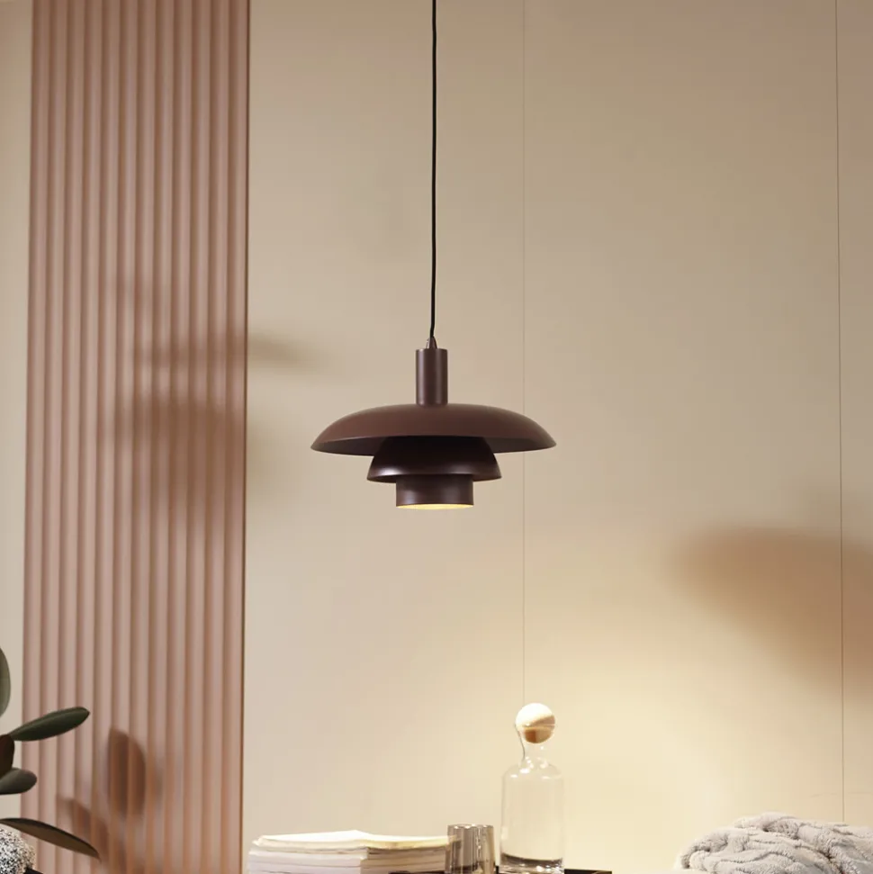 Lindby Elorri hengelampe, brun, metall, Ø 38 cm