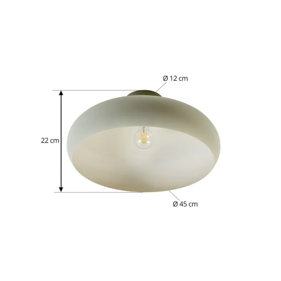 Lindby Elover taklampe, lysegrønn, Ø 45 cm, jern