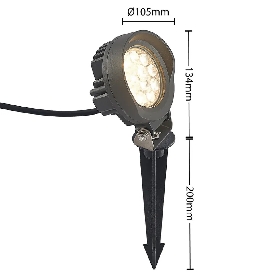 Lindby Emar LED-spot med jordspyd i mørkegrå