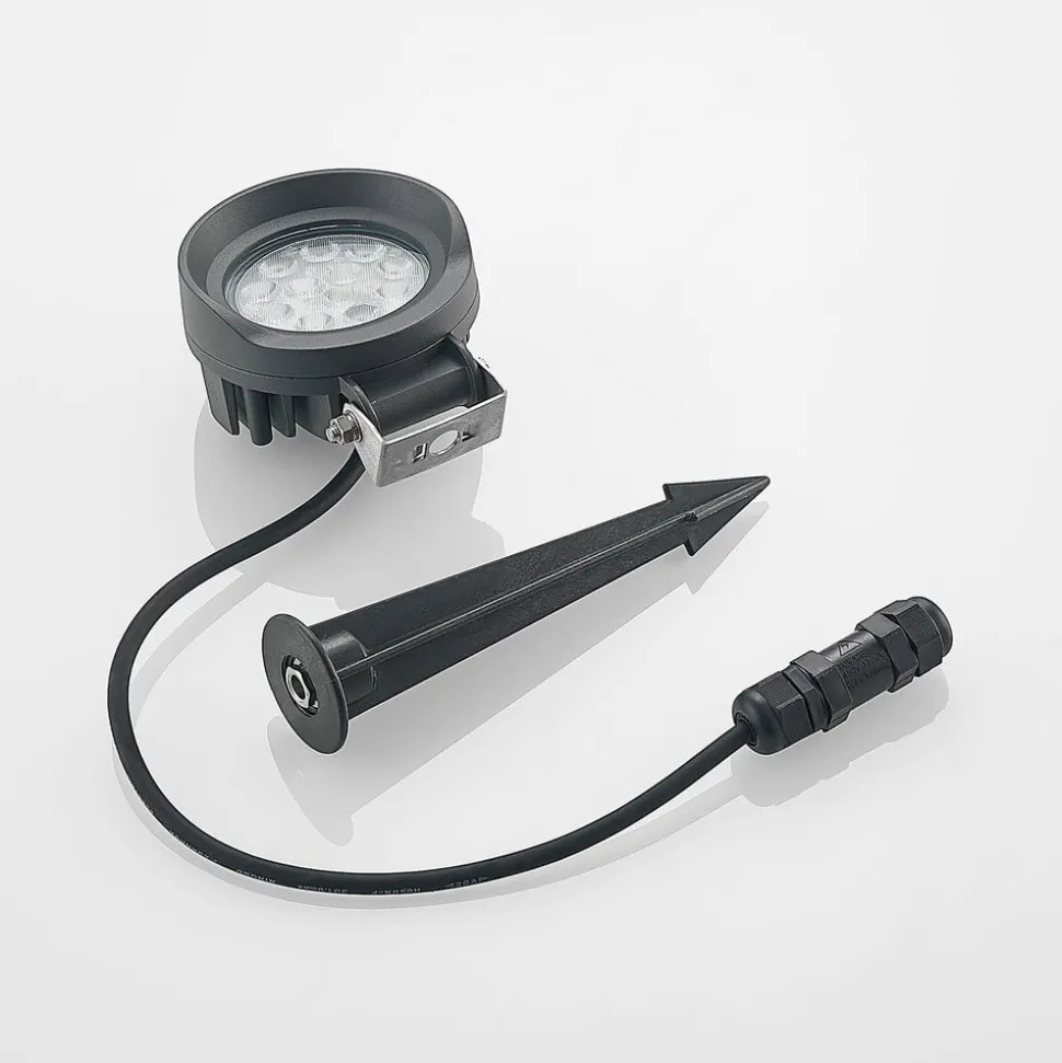 Lindby Emar LED-spot med jordspyd i mørkegrå