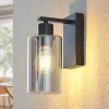 Lindby Emavi vegglampe, svart/røykgrå, glass, E27