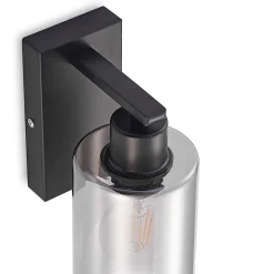 Lindby Emavi vegglampe, svart/røykgrå, glass, E27