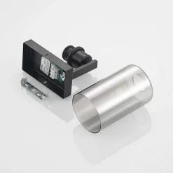 Lindby Emavi vegglampe, svart/røykgrå, glass, E27