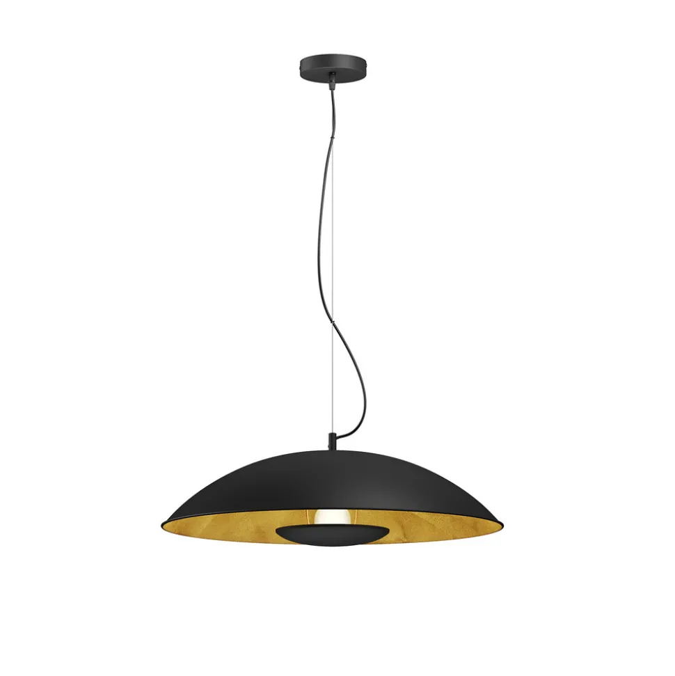 Lindby Emilienne pendellampe, svart, gullfarget, Ø 60 cm