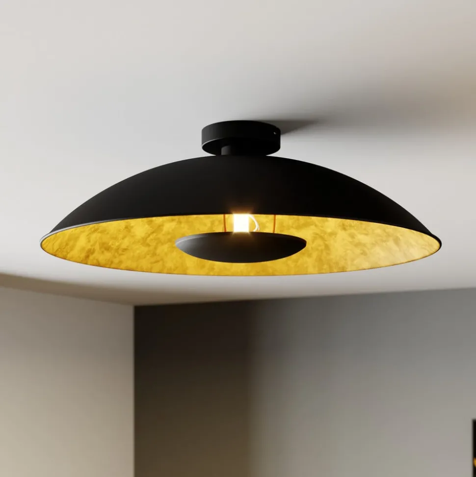 Lindby Emilienne taklampe, svart/gull, metall, Ø 60 cm