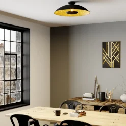 Lindby Emilienne taklampe, svart/gull, metall, Ø 60 cm