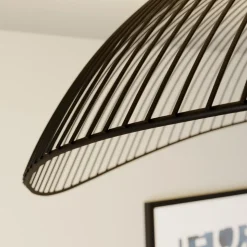 Lindby Fabronia taklampe, svart/hvit, glass, kuppel, E27