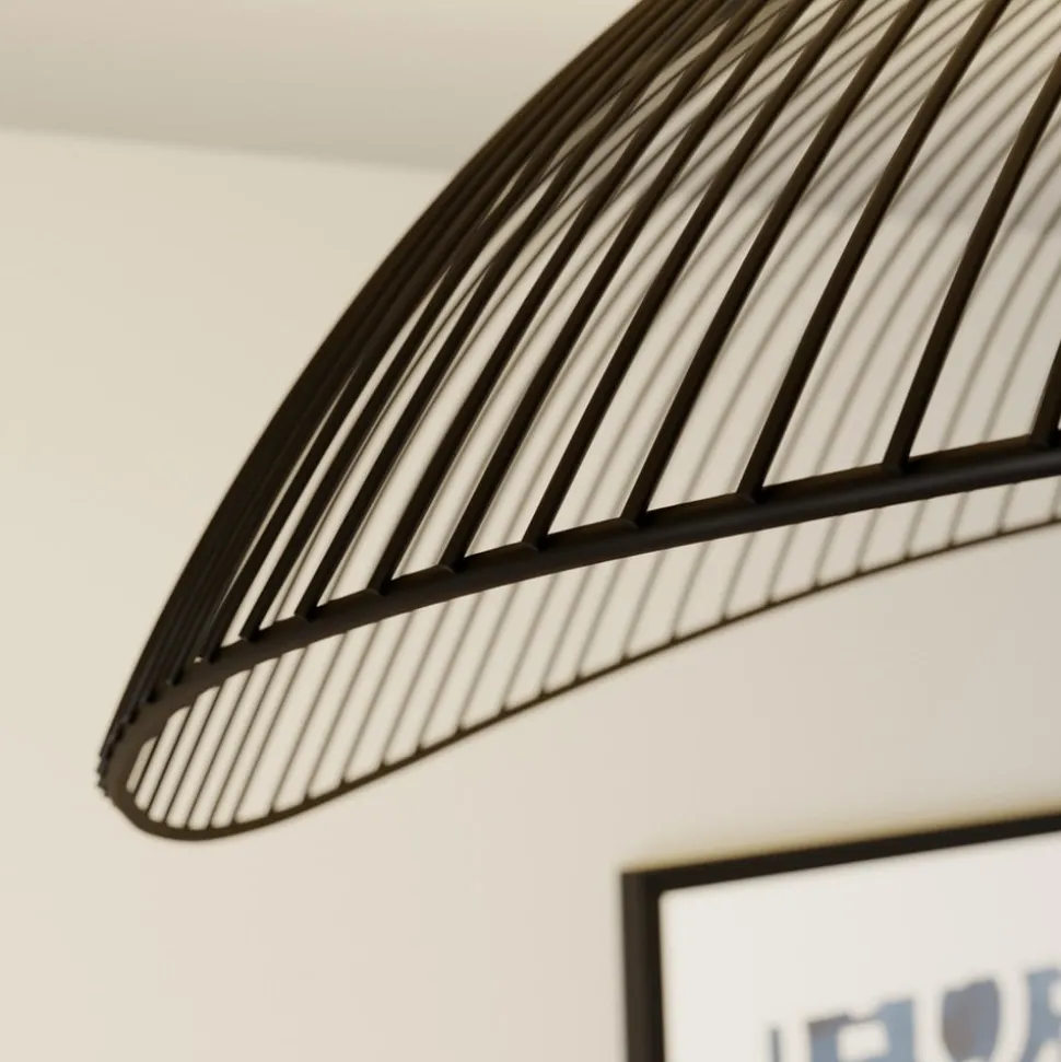 Lindby Fabronia taklampe, svart/hvit, glass, kuppel, E27