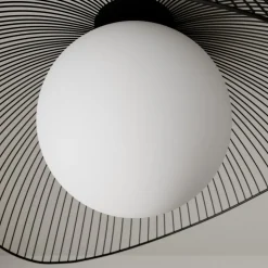 Lindby Fabronia taklampe, svart/hvit, glass, kuppel, E27