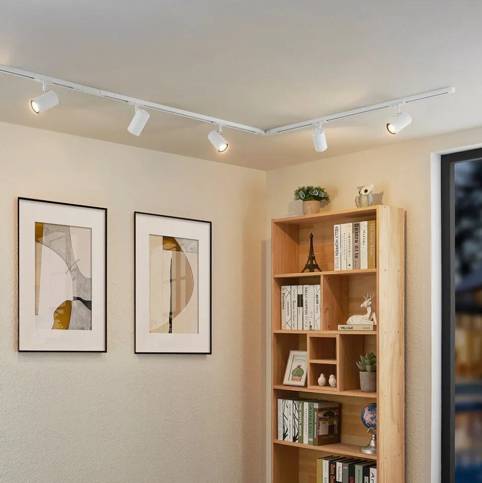 Lindby 1-fase skinnesystem Linaro, GU10, hvit, 5 lyskilder