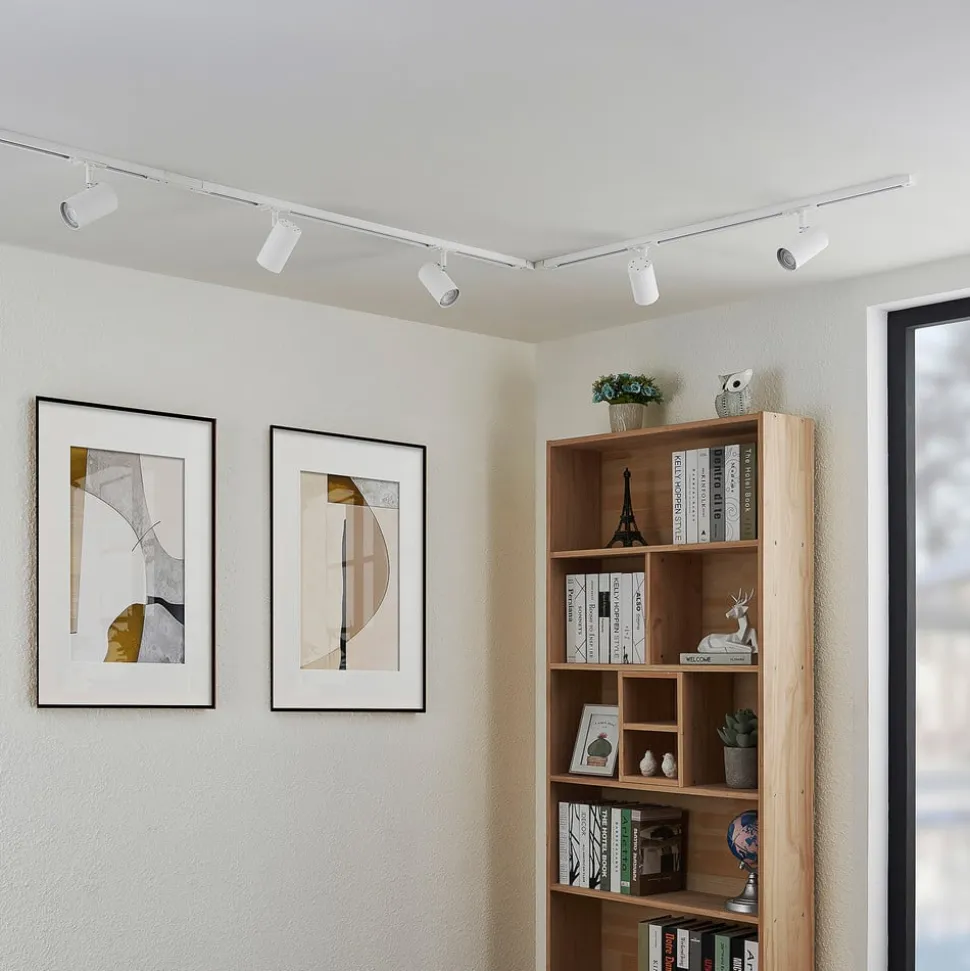 Lindby 1-fase skinnesystem Linaro, GU10, hvit, 5 lyskilder