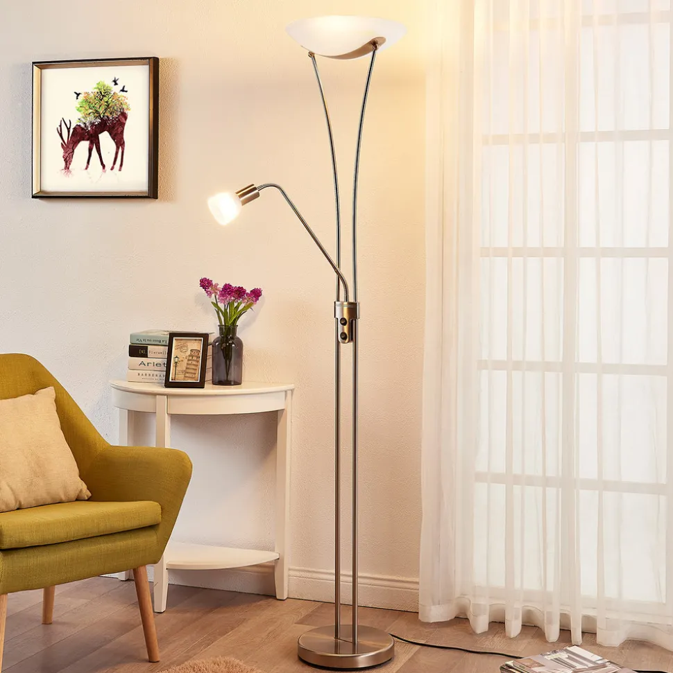 Lindby Felicia uplight med leselampe, nikkel