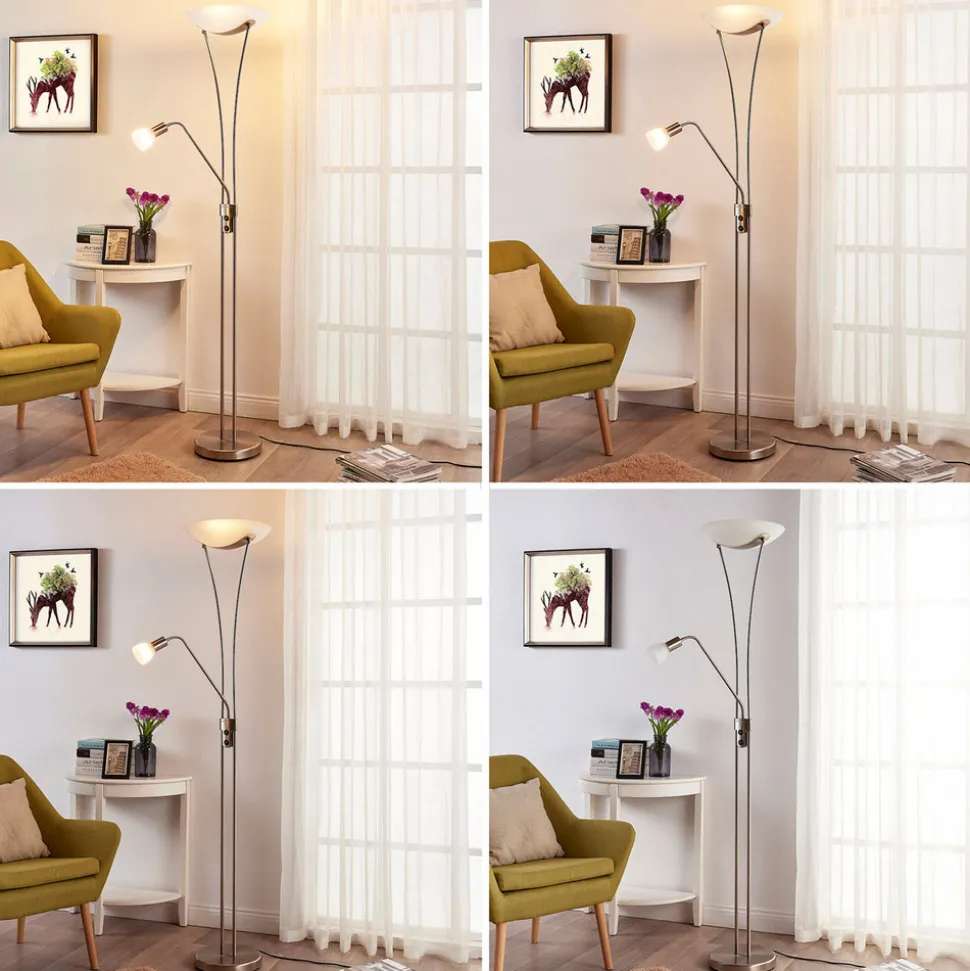 Lindby Felicia uplight med leselampe, nikkel