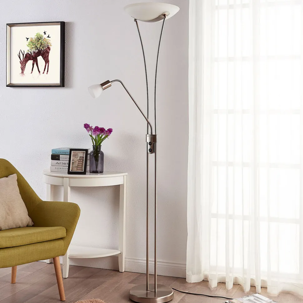 Lindby Felicia uplight med leselampe, nikkel